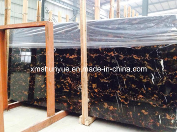 Cheap Polished Black Gold Marble Slabs for Garden Paving