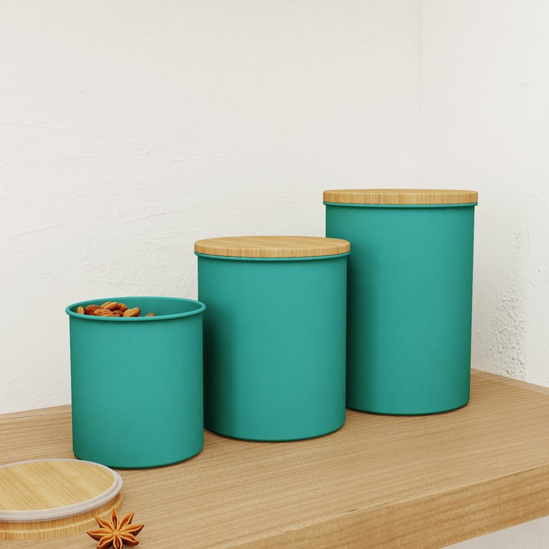 green powder coated canister set