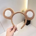 Brown bear ears plush headband for girls