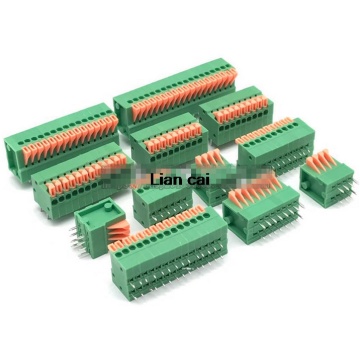 50PCS 2.54mm Pitch Spring Terminal Blocks Connector 2/3/4/5/10-20P KF141R Right Angle Green RoHS PCB Mounted