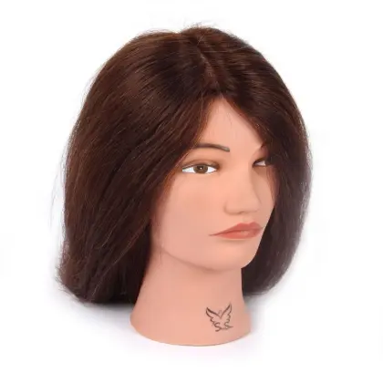 Natural human hair training mannequin head training perming hairdressing head beauty school manikin head