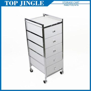 5-tier White Mdf Wide Trolley With Drawers
