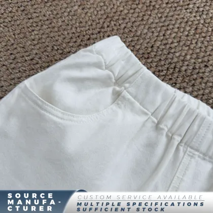 Casual Off White Five-Point Denim Shorts for Women