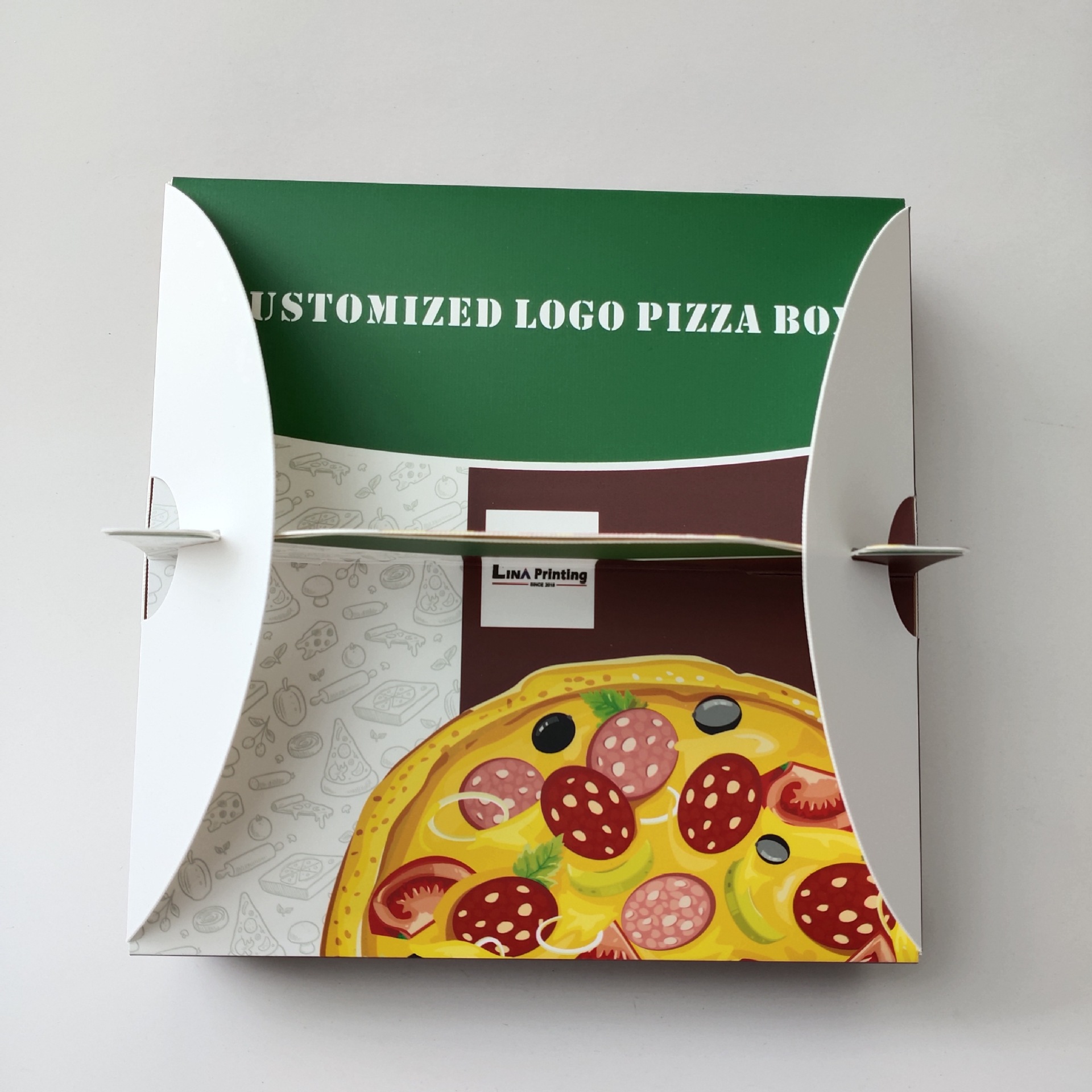 Pizza take-away box with handle