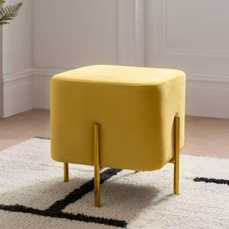 Designer à la mode en velours ottoman couverture ottoman rond rond tabouret ottoman avec poignée