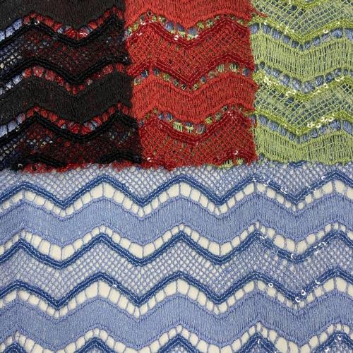 Optical Style ZigZag Sequin Embroidery Farbics
