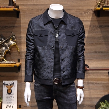 Men's Slim Solid Color Retro Denim Jacket for Casual Wear