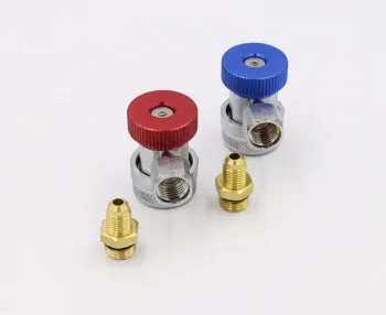 Adjustable Brass Refrigeration Quick Coupler Connectors for R22, R134A, R404A, R407C, R410A, and R502 in Air Conditioner Systems: Blue or Red Options