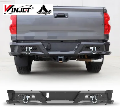Wolfstorm Exterior Retrofit Fab Fours Black Steel Truck Rear Bumper for Tundra 2014-2024