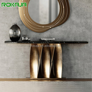 Luxury Metal Base Marble Top Console Table for Villa and Hotel Aisles
