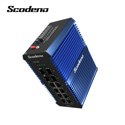 IP50 Din-Rail industrial network switch 4 SFP 8 Port Gigabit Ethernet Switch outdoor Lan switch