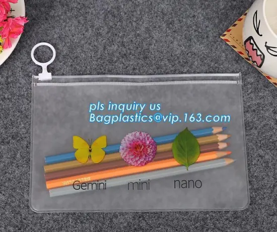 Transparent Stationery Packaging Bags with Slider, PVC Plastic Zipper Bags For Bra Bikini Packaging, zipper slider closure trans