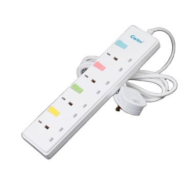 UK Standard 4 Way Outlet with 4 Switches Power Strip Socket Extension Adapter - Safe Socket