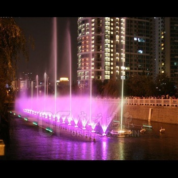 Outdoor river music dancing garden colorful water fountain