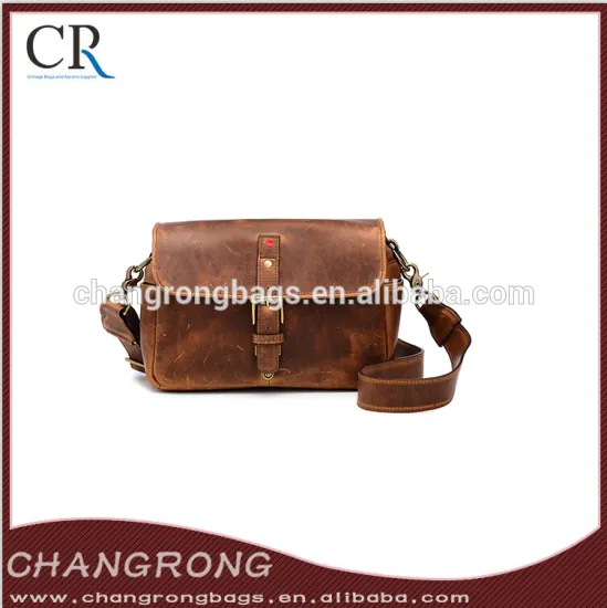 high quality large camera bag waterproof with crazy horse leather
