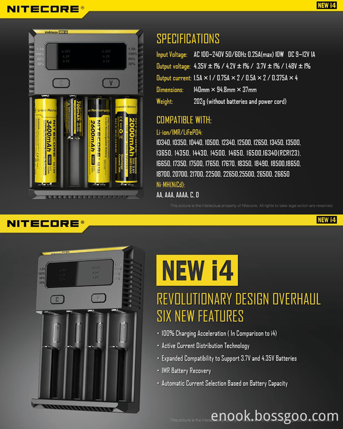 2017 100% Original Nitecore I4 Charger