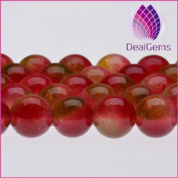 2015 whole sale market price 8mm watermelon chalcedony round beads gemstone loose beads for jewelry