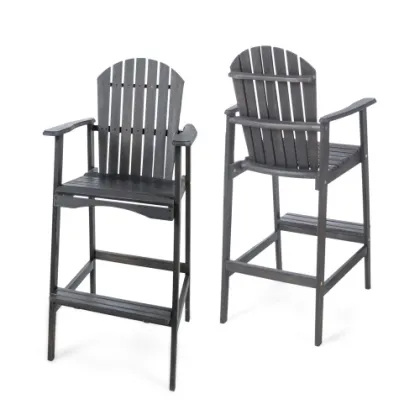 Outdoor Acacia Wood Adirondack Barstools