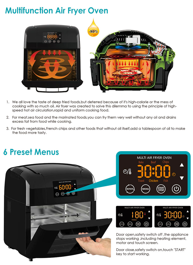 14L Multi oil free Air Fryer Oven