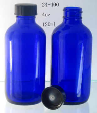 120ml Cobalt Blue Glass Bottle With Black Phenolic Cap