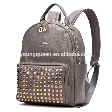 YQ25-6 PU leather backpack Fashion Rivet style Women shoulder bag Leisure girl bag