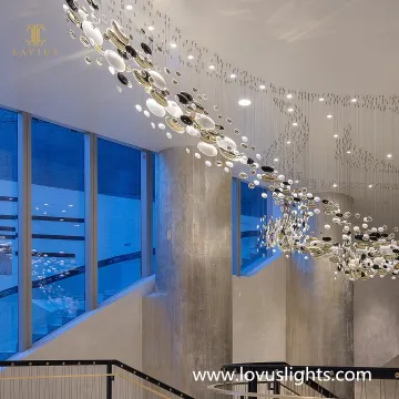 Black and white small stone road shape chandelier shopping mall chandelier large popular chandelier
