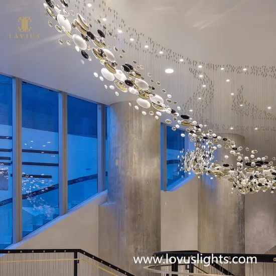 Black and white small stone road shape chandelier shopping mall chandelier large popular chandelier