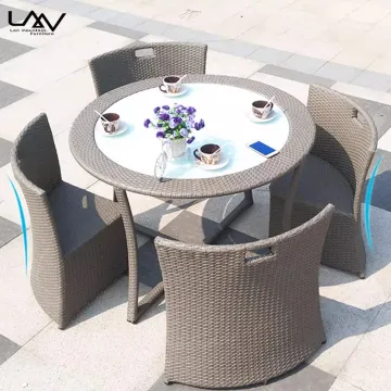 Modern Nordic Balcony Garden Dining Set - Aluminum Frame Rattan Terrace Furniture