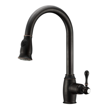 Antique Copper Kitchen Faucet with Anti-Splashing Pull-Down Sprayer