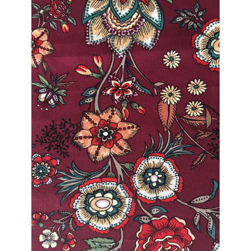 Ethnic Flower Rayon Poplin 45S Light Printing Fabric