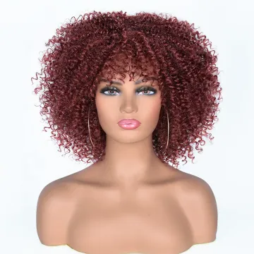 Wholesale Cheap Natural Afro synthetic Hair wigs Heat Resistant fiber Short kinky Curly Synthetic Hair Wig For Black Women