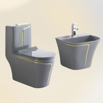 Modern Renk Su Dolabı WC Tuvalet Kasesi Porselen Banyo Seti