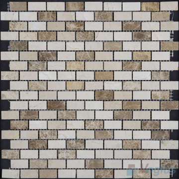 Cream Brown Polished Subway Small Brick Marble Mosaic