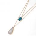 Double Layered Natural Crystal Points Waterdrop Necklace