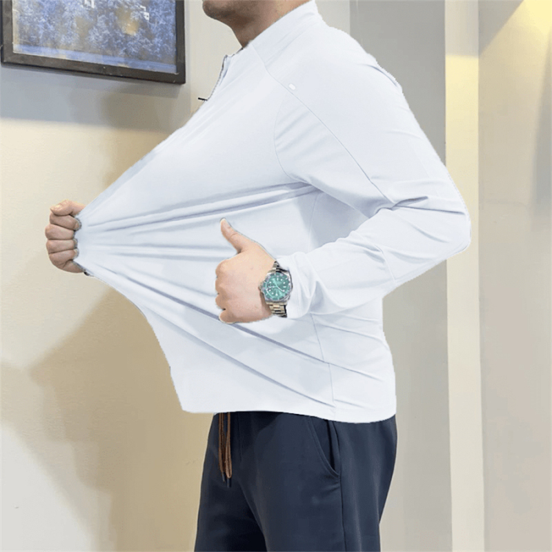 Mens 1/4 Zip Solid Color Long Sleeve Athletic Shirt