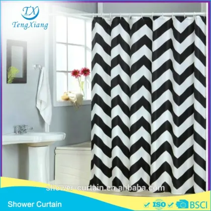 UK High Quality Waterproof Fabric Bathroom Curtains Chevron Fabric
