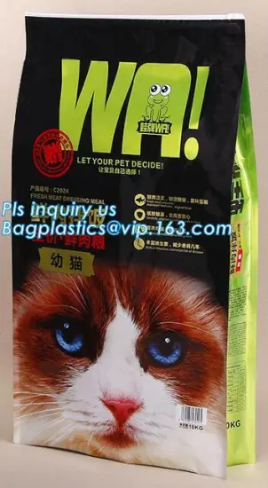 Block Square Flat Bottom Animal Treat Packaging Pet Dog Food Packing Bag, Cat and Dog Treat Bags with slider zipper