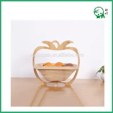 Fruit Storage,Hanging Natural Bamboo Apple Shape Folding Fruit Basket