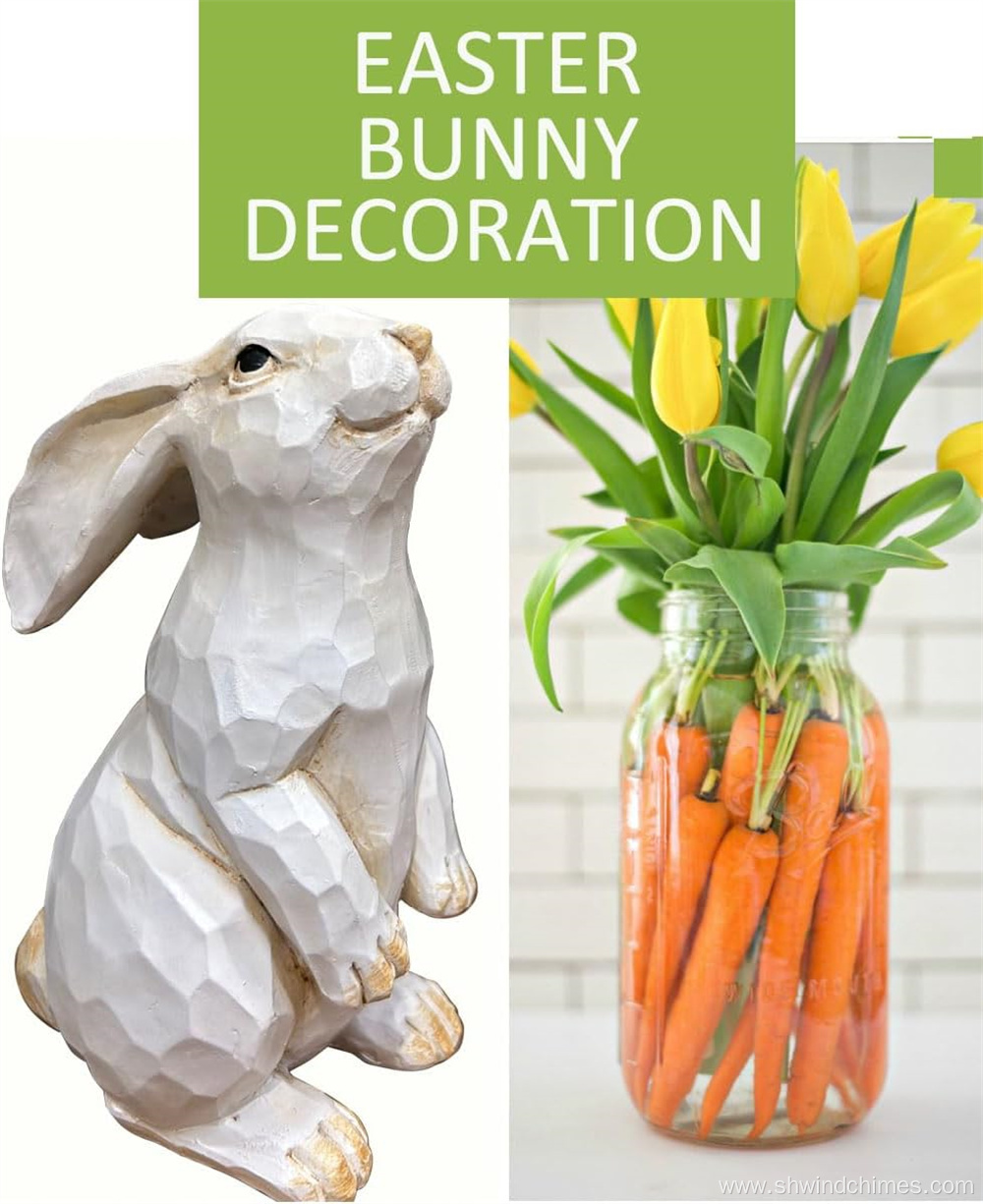 Modern Decorative Farmhouse Standing Rabbit Bunny Figurine
