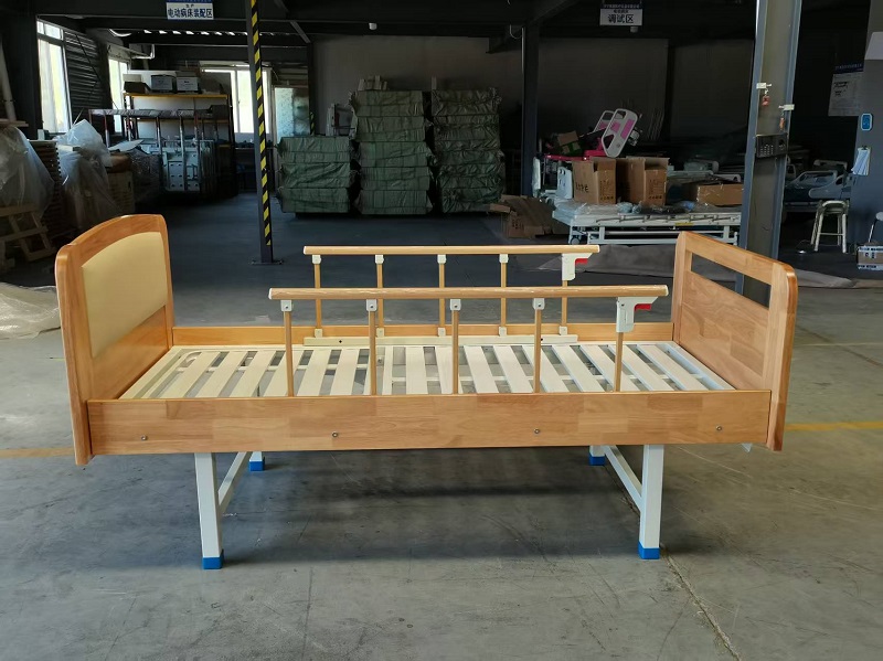 wooden hospital bed