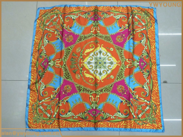 High quality custom flower print silk hijabs scarf