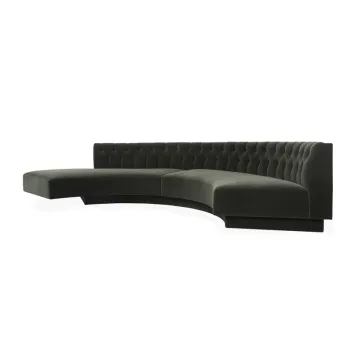 Luxury Hotel Lobby Velvet Button Curve Sofa