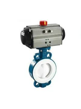 Pneumatic PFA Fluorine lined Wafer Butterfly Valve