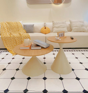 Modern Wooden Coffee Table with Disc Base for Family Living Rooms