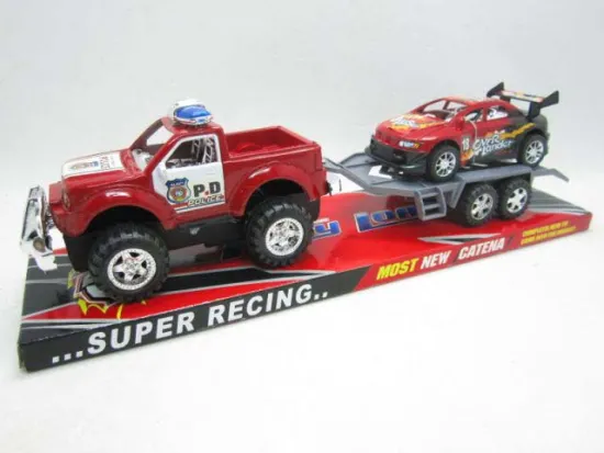 FRICTION POLICE CAR WITH PULL BACK RACING CAR