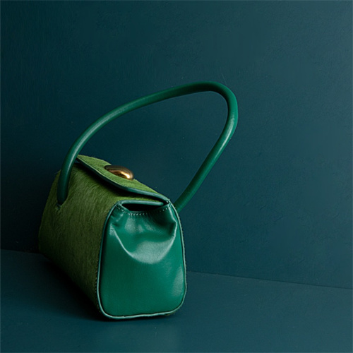 Cowhide and Horsehair Green Noble Handbag