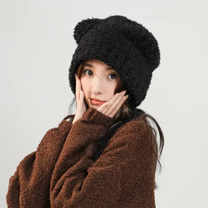 Autumn & Winter Windproof Soft Woolen Hats with Bear Ears