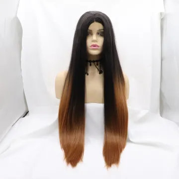 Vigorous Natural Hair Wigs For Black Women Straight Synthetic Lace Front Hair 28 Inch Ombre Lace Front Wig Cosplay Brown Color