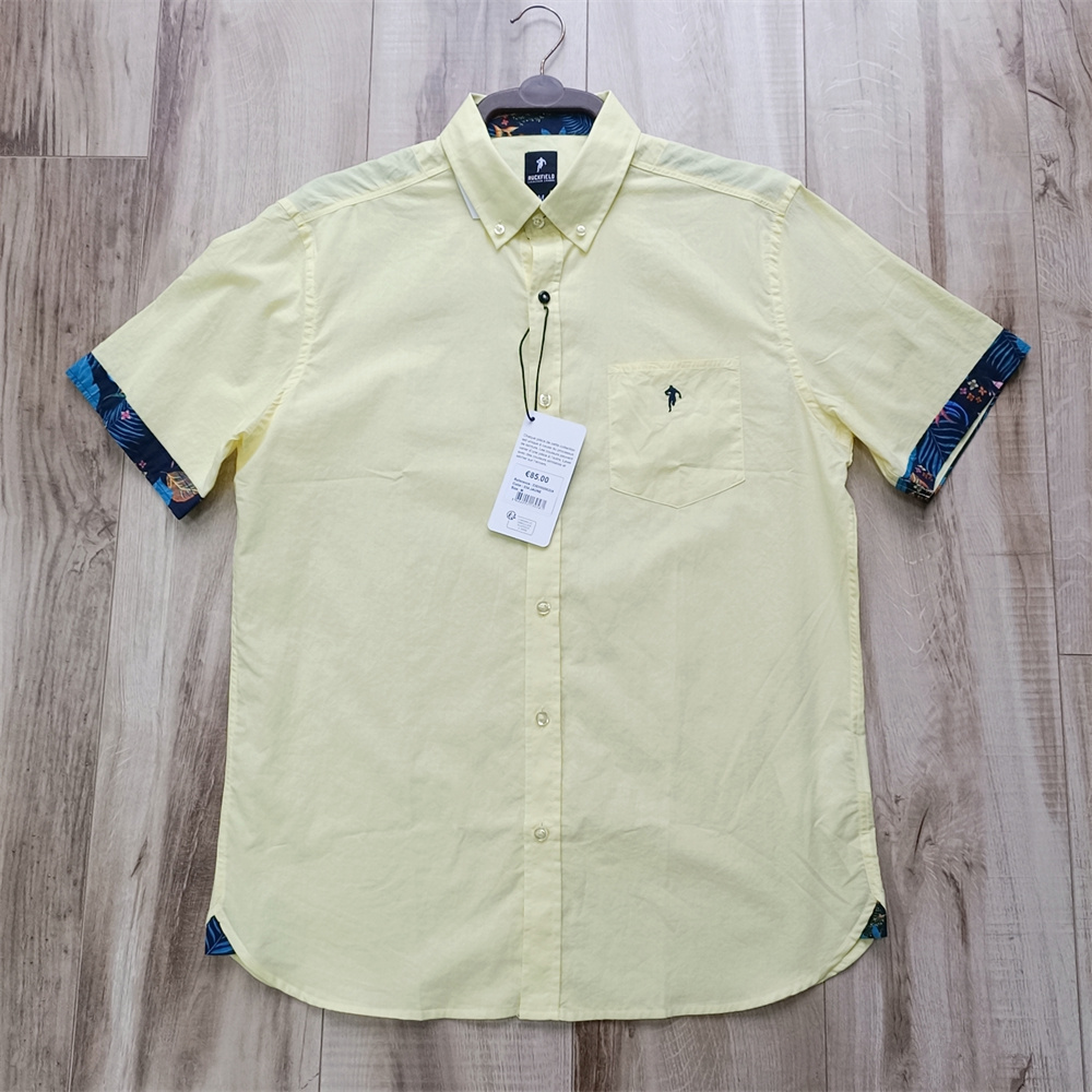 Cotton gelb lässig Casual Short Sleeve Herrenhemd