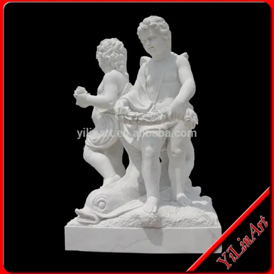 White Stone Marble Kids Statues For Garden Decoration Sculptures